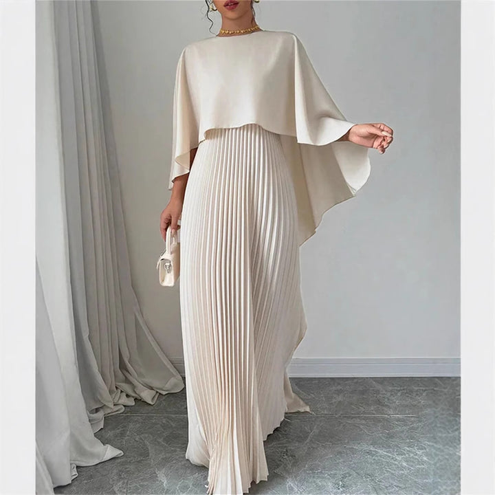 Damen Maxikleid mit plissiertem Rock und fließendem Cape Echo Archiv