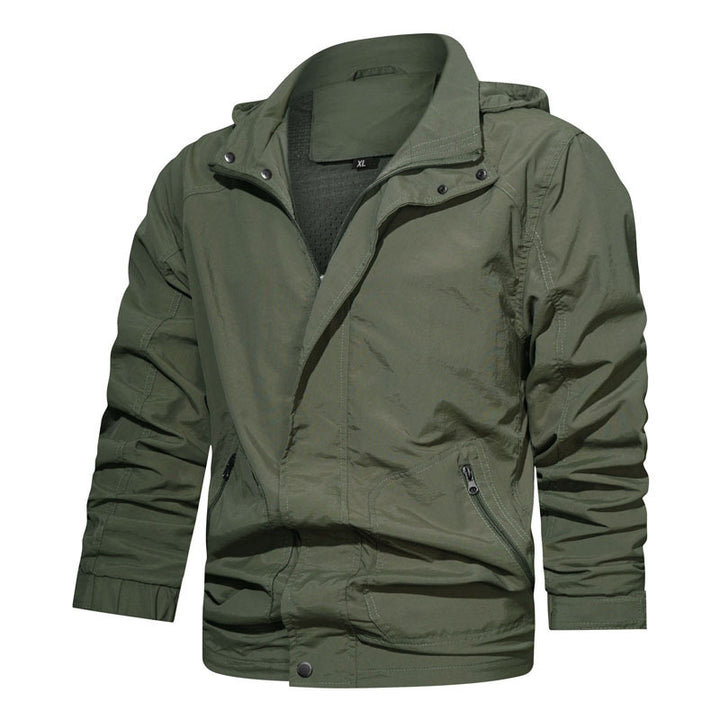 Herren leichte winddichte Feldjacke mit Kapuze und Reißverschlusstaschen – Taviero