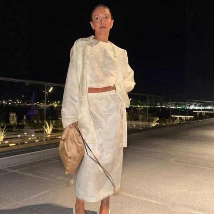 Damen Oversize-Seidenoptik-Blousonmantel mit weitem Revers und kastiger Silhouette Echoarchiv