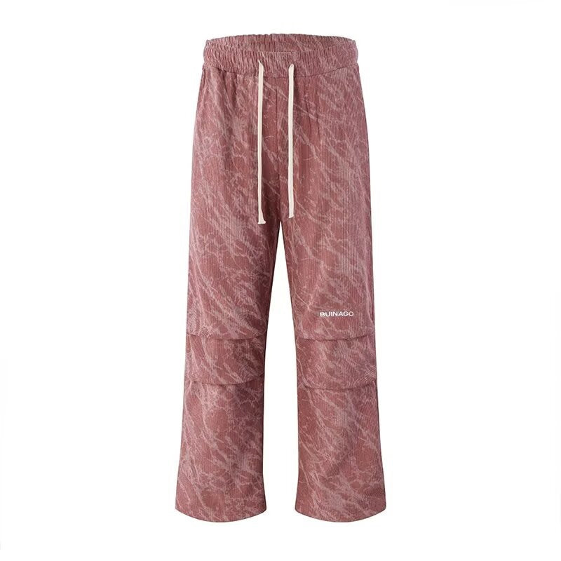 Herren Weite Cargo-Baggy-Hose mit Tunnelzugbund, Pattentaschen & technischem Marble-Print Echoarchiv