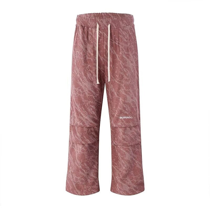 Herren Weite Cargo-Baggy-Hose mit Tunnelzugbund, Pattentaschen & technischem Marble-Print Echoarchiv