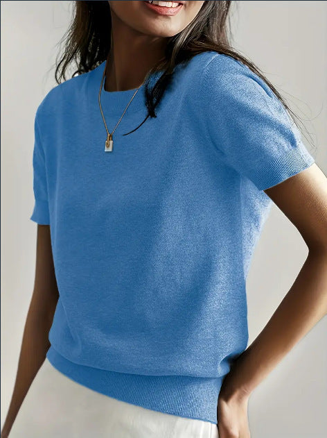Damen Feinstrickpullover mit Kurzarmiger Silhouette und Weich Fließendem Material Echoarchiv