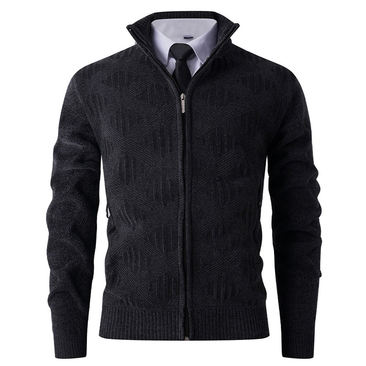 Herren Strickjacke mit modernem Reißverschluss und strukturiertem Design Echoarchiv