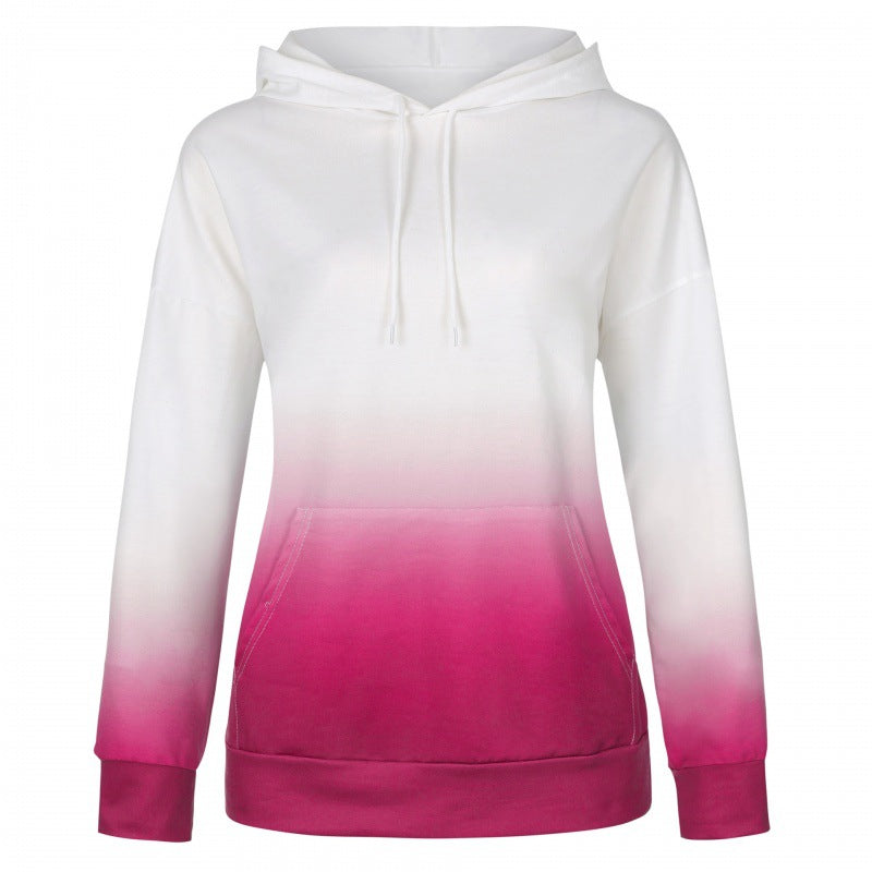 Damen Oversize Kapuzenpullover mit Dip-Dye Farbverlauf und Kängurutasche – Auréline
