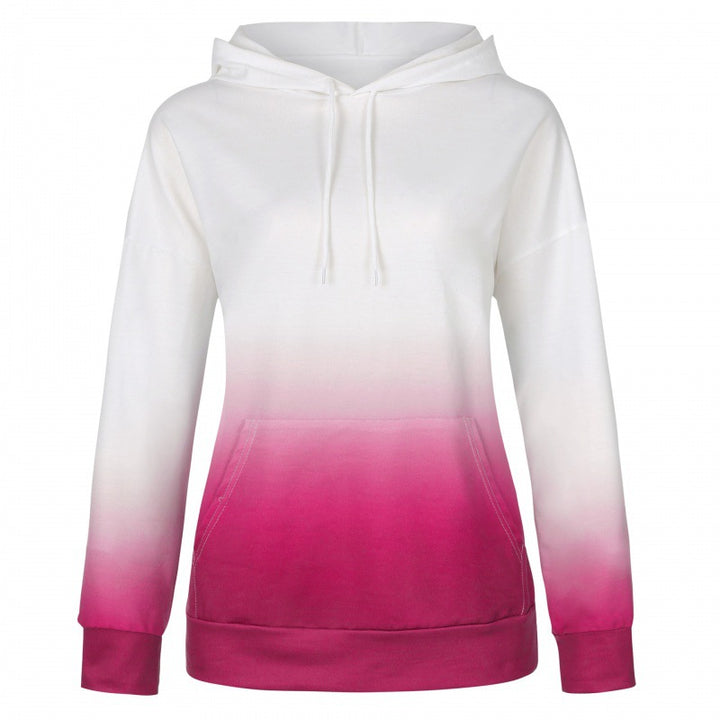 Damen Oversize Kapuzenpullover mit Dip-Dye Farbverlauf und Kängurutasche – Auréline