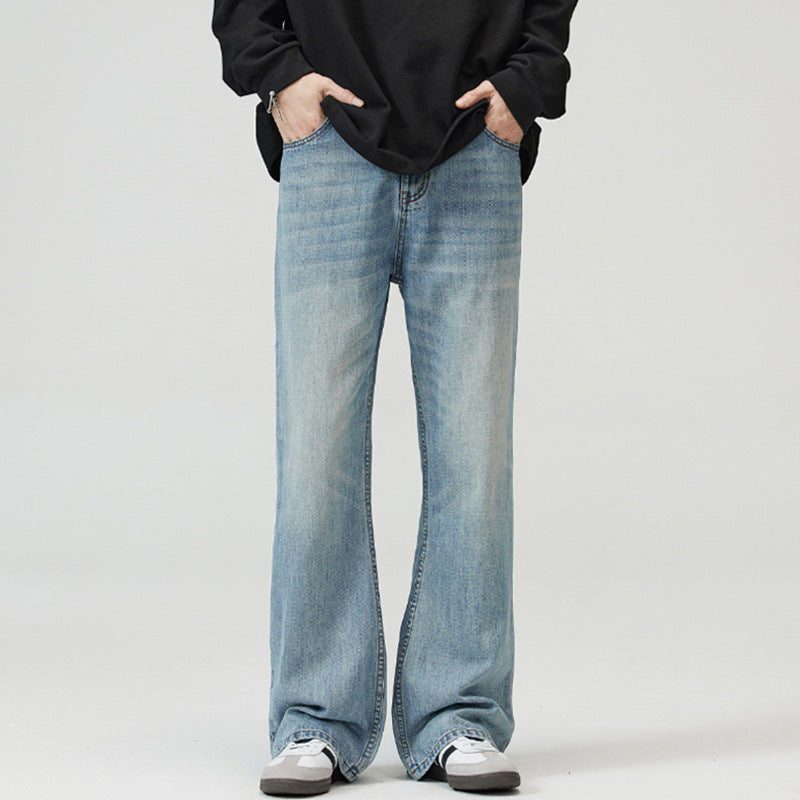 Herren Weite verwaschene Baggy-Jeans mit ausgestelltem Bein und verlängertem Saum Echo Archiv