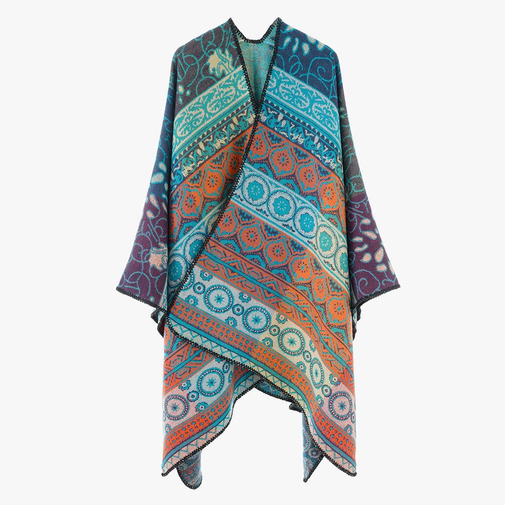 Damen Jacquard-Kimono-Überwurf im Ornament-Patchwork Stil – Avérine