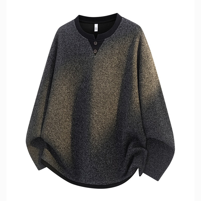 Herren Oversize-Henley-Sweatshirt mit Waffelstruktur & Knopfleiste Echoarchiv