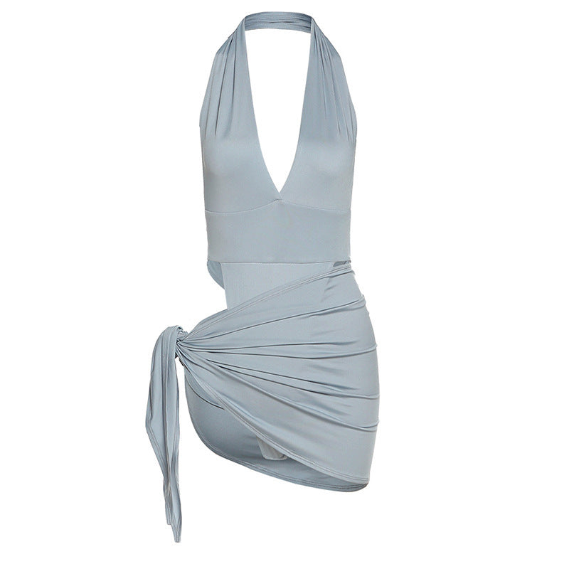 Damen Wickelkleid mit raffinierten Bindungen und tiefem V-Ausschnitt Echo Archiv