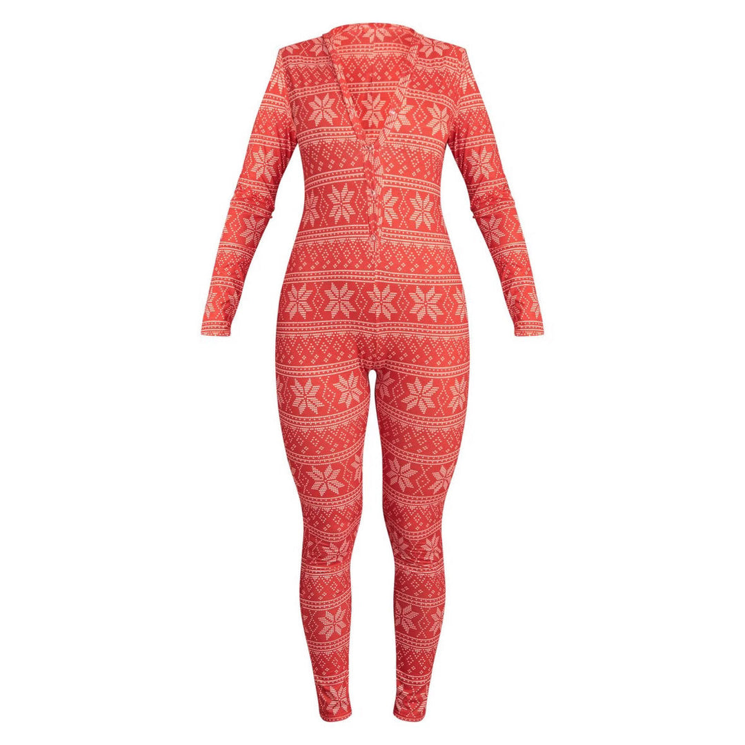 Damen Gemütlicher Jumpsuit mit Weihnachtsmotiv und langer Arm Echoarchiv