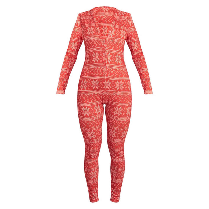 Damen Gemütlicher Jumpsuit mit Weihnachtsmotiv und langer Arm Echoarchiv