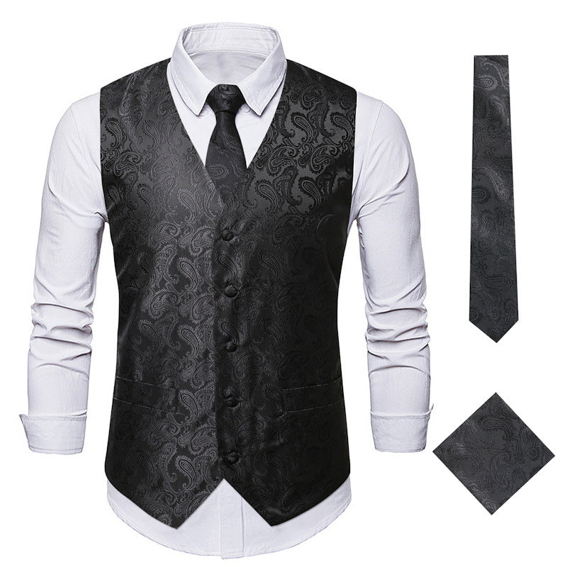 Herren elegante Anzugweste mit eleganten Paisley-Muster und passendem Zubehör Echoarchiv