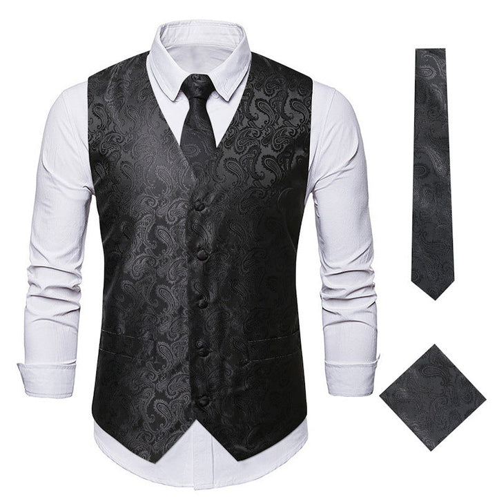 Herren elegante Anzugweste mit eleganten Paisley-Muster und passendem Zubehör Echoarchiv