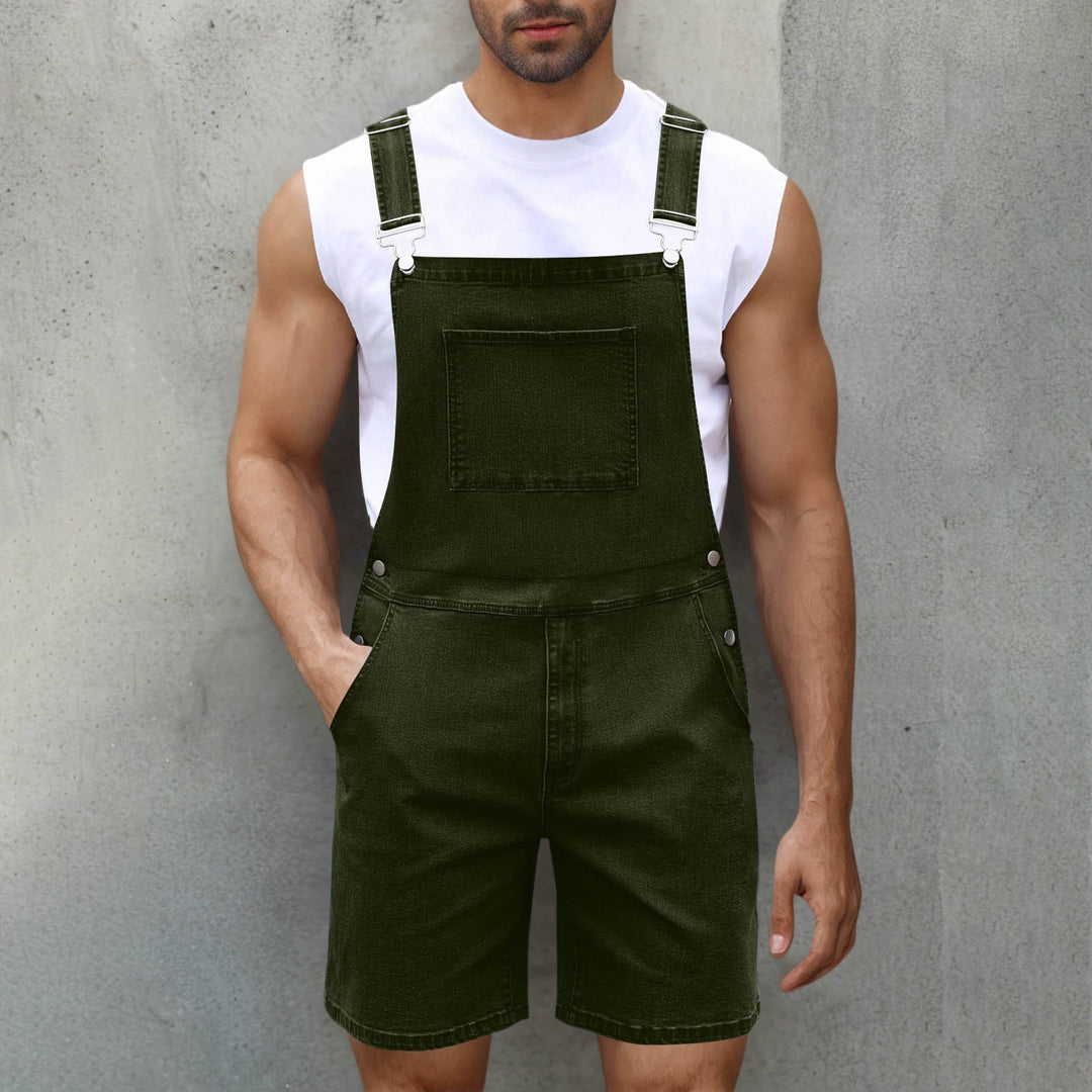 Herren Latzshorts aus Baumwoll-Denim mit praktischen Taschen und verstellbaren Trägern Echoarchiv