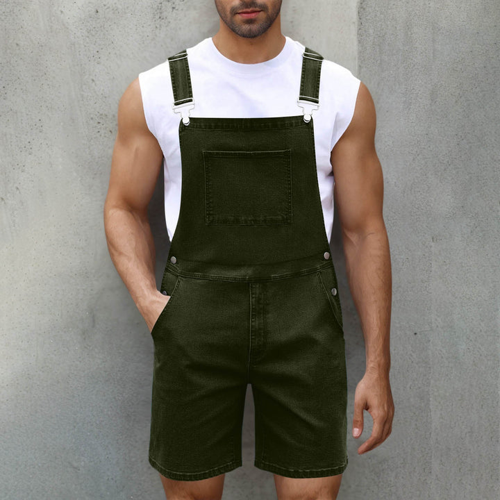 Herren Latzshorts aus Baumwoll-Denim mit praktischen Taschen und verstellbaren Trägern Echoarchiv