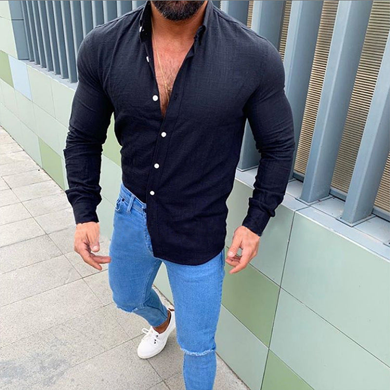 Herren elegante Langarmhemd Echoarchiv