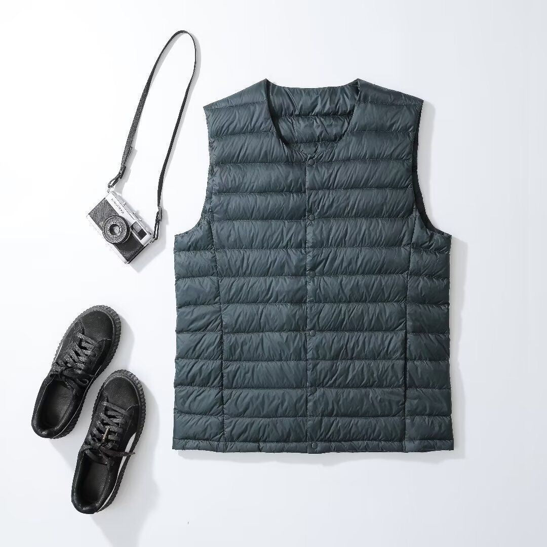 Herren Ärmellose Leichte Thermo-Steppweste mit Rundhalsausschnitt und Eingrifftaschen Echoarchiv