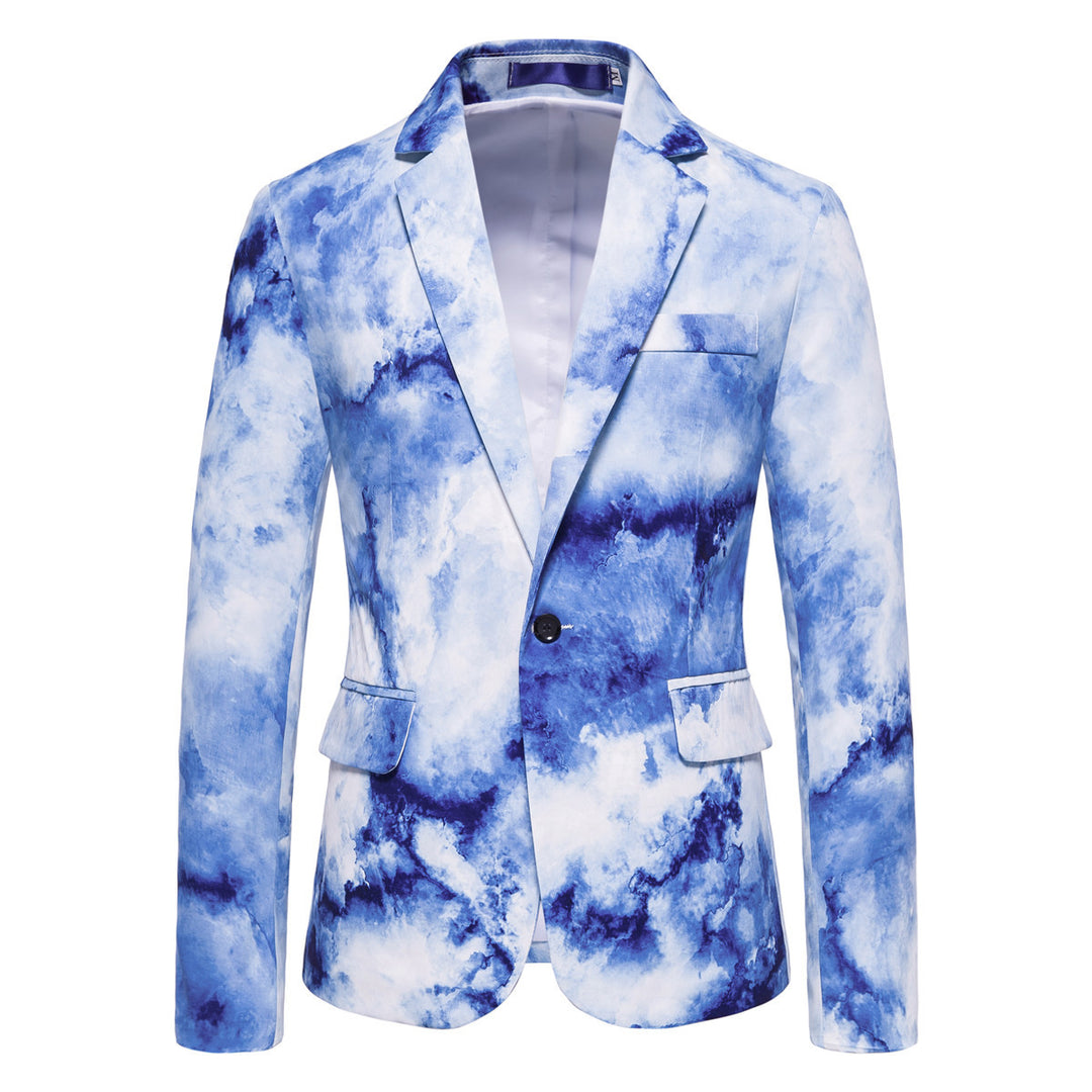 Herren Slim-Fit Sakko mit Aquarell-Print und Ein-Knopf-Verschluss Echo Archiv