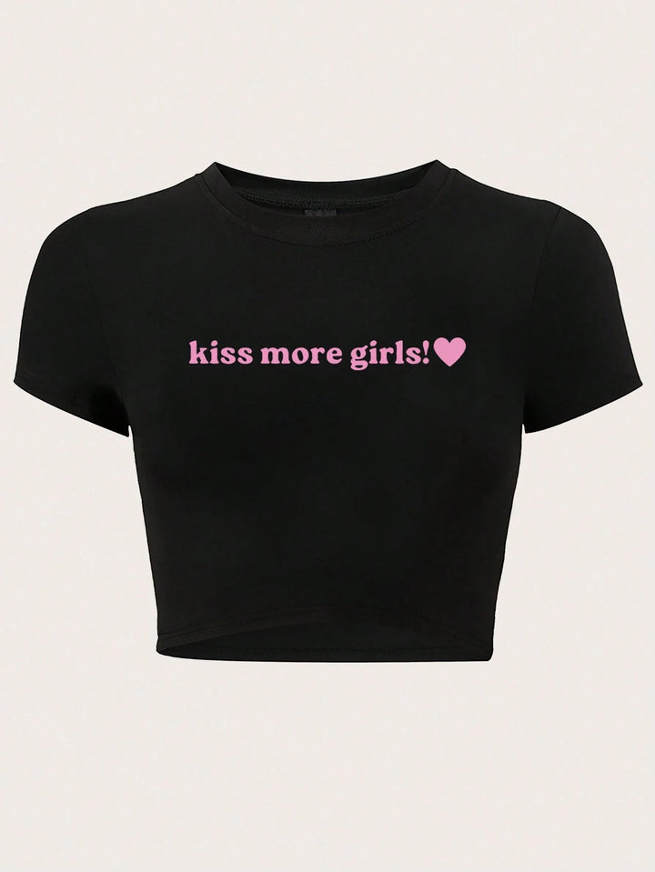 Damen Crop-T-Shirt mit kreativem Aussage-Design Echo Archiv