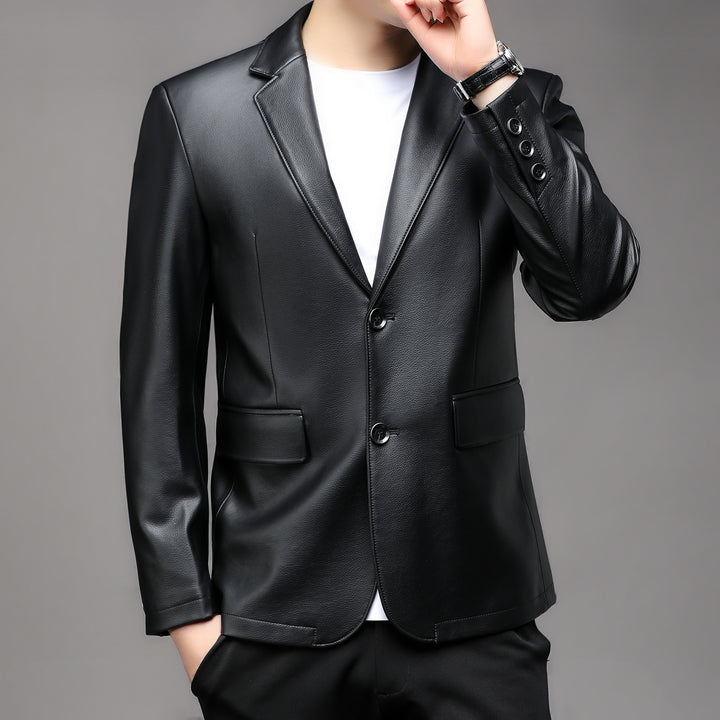 Herren eleganter Kunstleder-Blazer mit klassischem Schnitt Echoarchiv