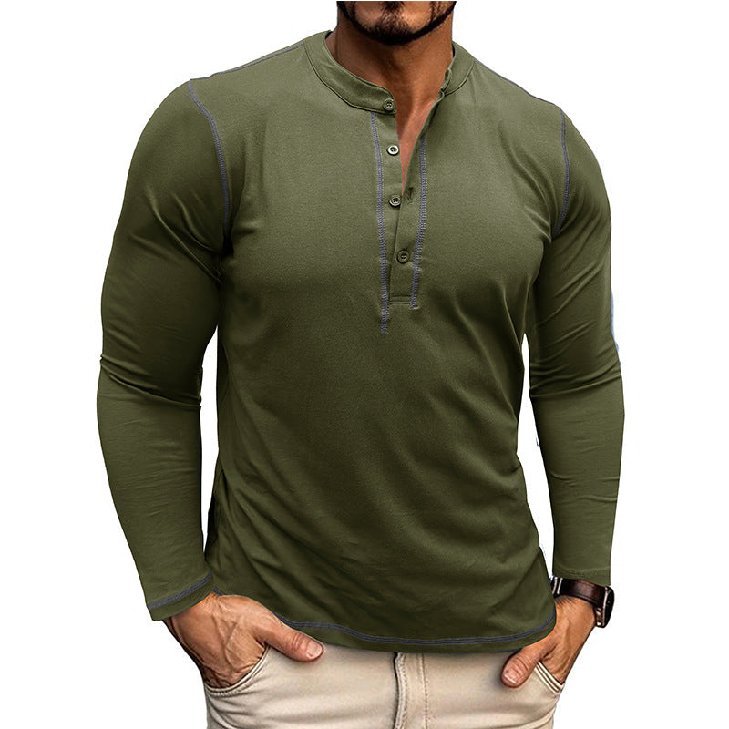 Herren Langarm-Henley Shirt mit atmungsaktivem Stoff und eleganter Knopfleiste Echoarchiv