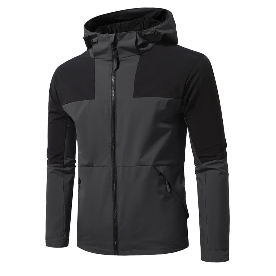 Herren Windbreaker Jacke mit verstellbarem Kapuzenkragen und seitlichen Taschen Echoarchiv
