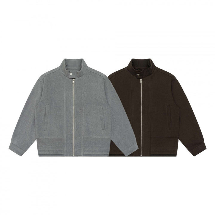 Herren Kurz geschnittener Boxy‑Blouson aus Wollmix mit Stehkragen, Metallreißverschluss und verdeckten Eingrifftaschen Echo Archiv
