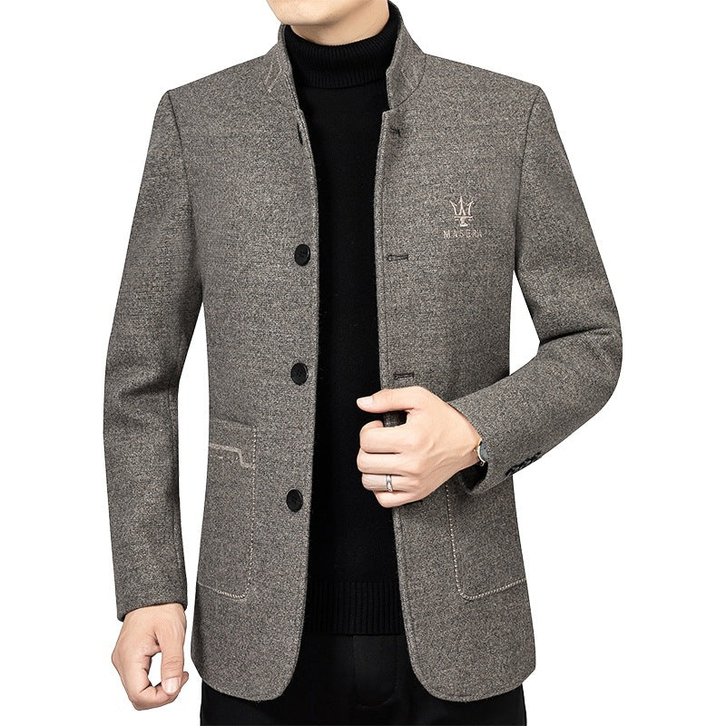 Herren Kurzmantel mit Stehkragen und aufgesetzten Taschen aus Wollmischung – Montevé