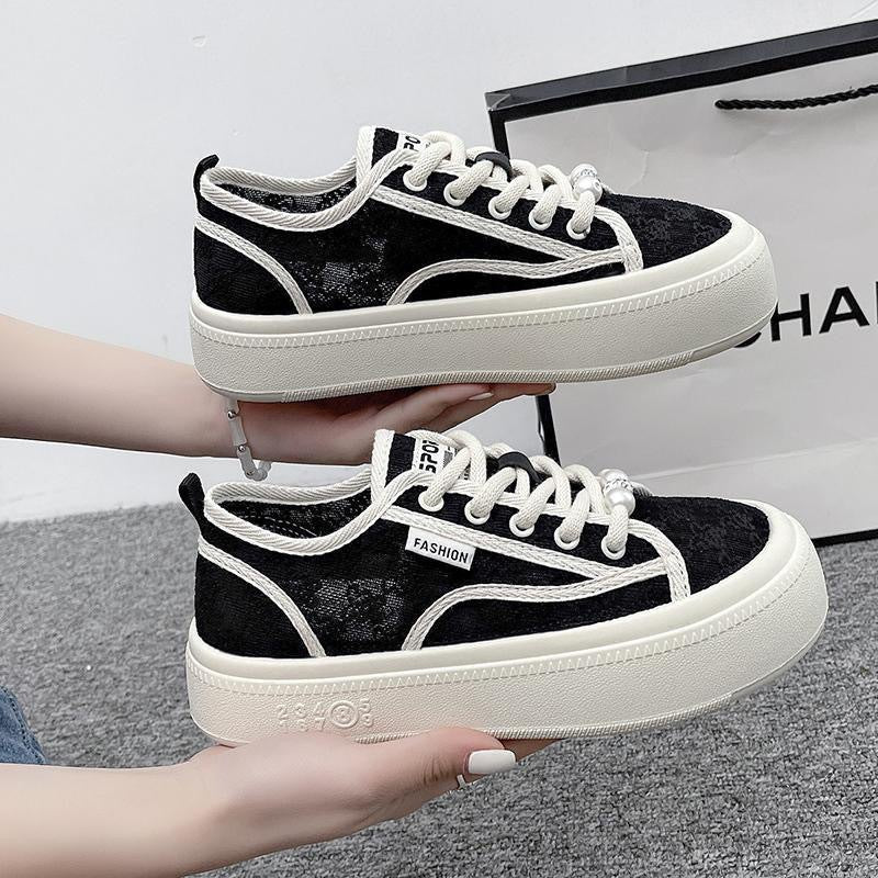 Damen modische Sneaker mit trendiger Perlenschnürung und robuster Gummisohle Echo Archiv