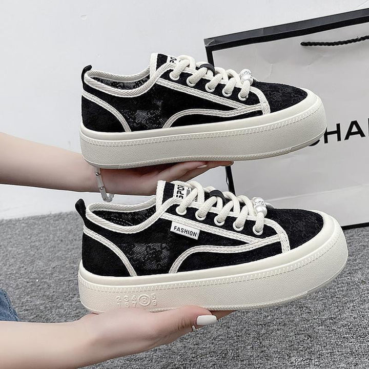 Damen modische Sneaker mit trendiger Perlenschnürung und robuster Gummisohle Echo Archiv