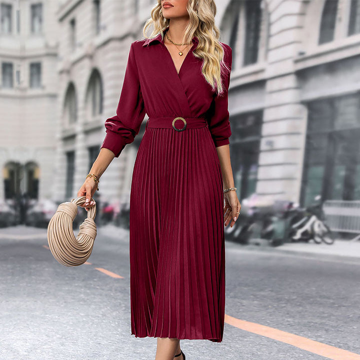 Damen Elegantes Plissee-Kleid mit Gürtel Echo Archiv