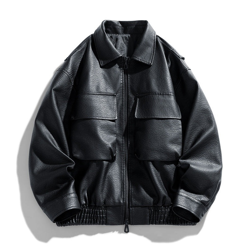 Herren Lässige Kunstlederjacke mit praktischen Taschen Echo Archiv
