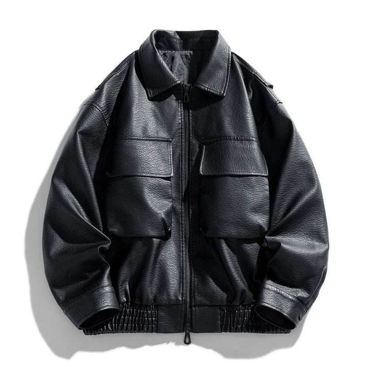 Herren Lässige Kunstlederjacke mit praktischen Taschen Echo Archiv