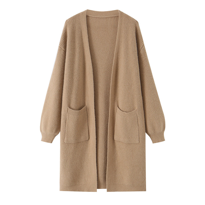 Damen Langer Oversize Strickcardigan mit aufgesetzten Taschen Echoarchiv