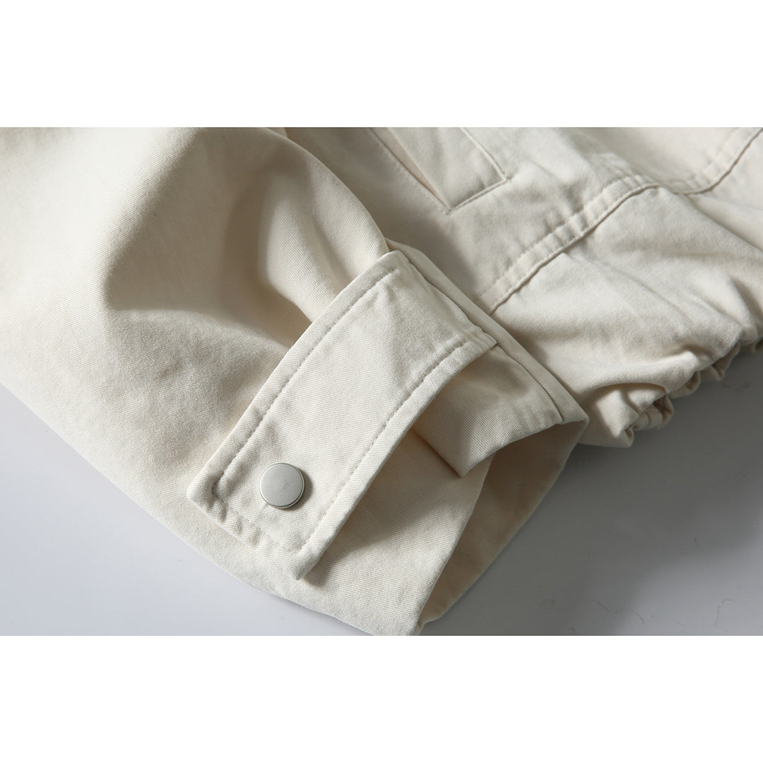 Herren Kurz geschnittene Boxy‑Blousonjacke mit Lederimitat‑Kragen, Tunnelzugsaum und Druckknopfmanschetten Echoarchiv