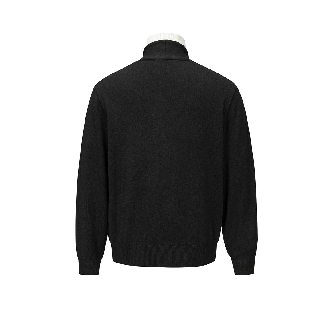 Herren Feinstrick-Layering-Cardigan mit tiefem V-Ausschnitt und integriertem Polokragen Echoarchiv