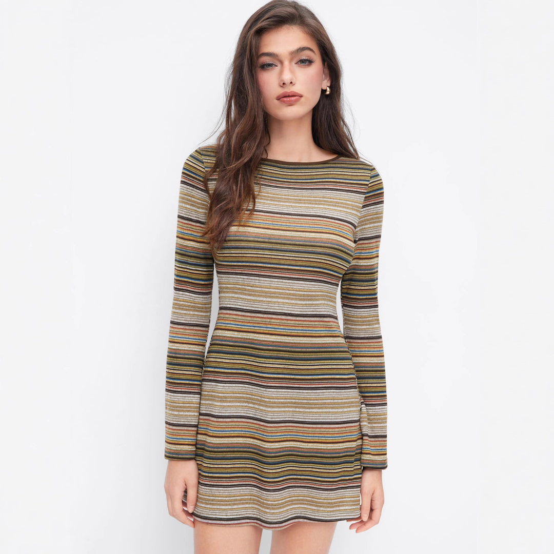 Damen Langarm Minikleid mit Streifen Echo Archiv