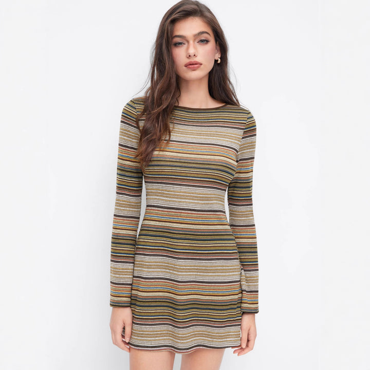 Damen Langarm Minikleid mit Streifen Echo Archiv
