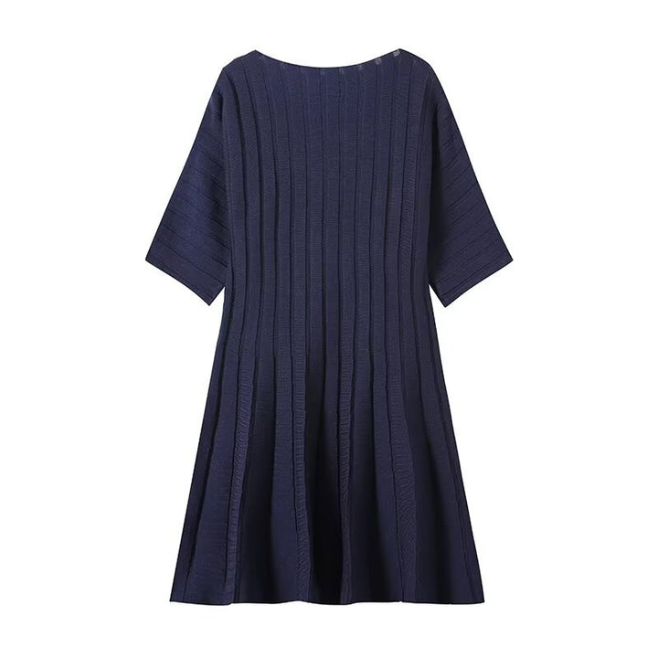 Damen Strukturiertes A-Linien Strickkleid mit halblangen Ärmeln Echo Archiv
