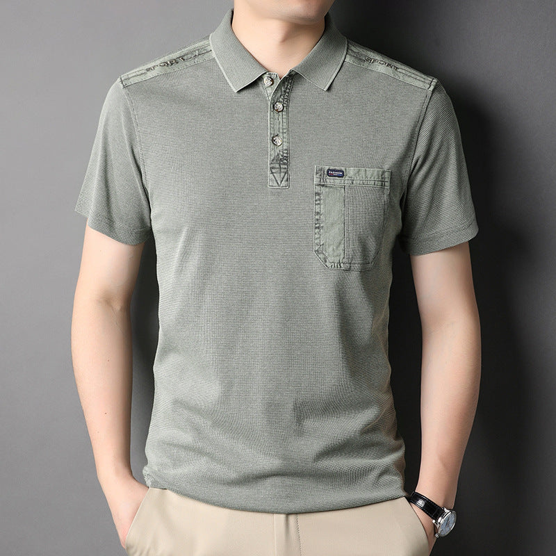 Herren Polohemd mit strukturiertem Design und Brusttasche Echoarchiv