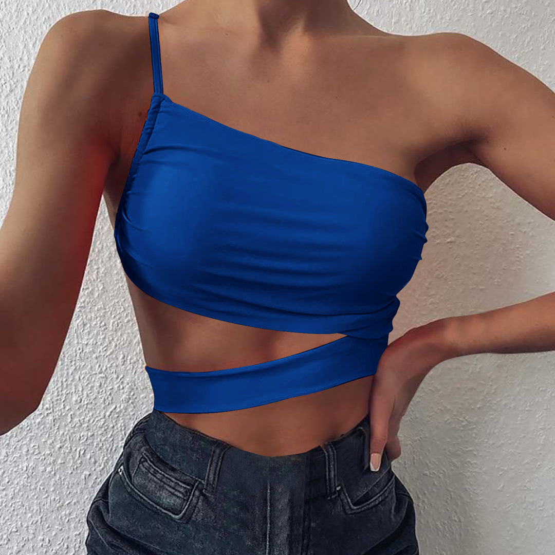 Damen asymmetrisches Crop-Top mit elegantem Wickeldesign Echo Archiv