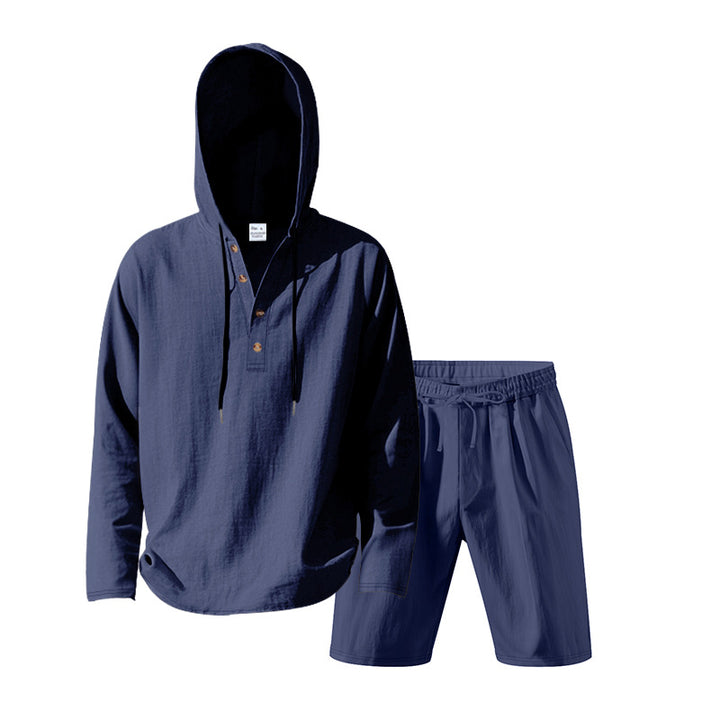 Herren lässiger Pullover mit Kapuze und praktischen Shorts Echoarchiv