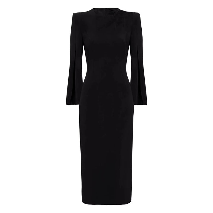 Damen Schlankes Abendkleid mit Cape-Ärmeln und tailliertem Schnitt Echoarchiv