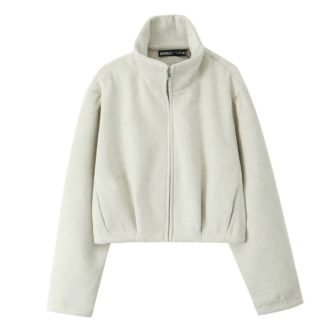 Damen Kastige Fleecejacke mit Stehkragen und verdecktem Reißverschluss Echo Archiv