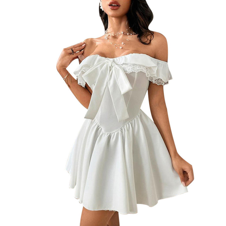 Damen Off-Shoulder Kleid mit verspieltem Schleifendetail Echo Archiv