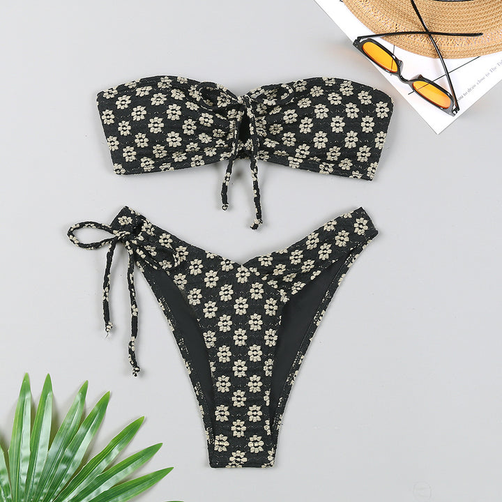 Damen Bandeau-Bikini-Set mit verstellbaren Schnürungen Echo Archiv