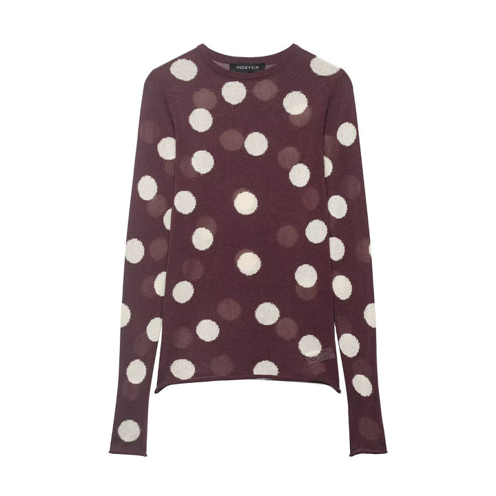 Damen Leichter Polka-Dot Feinstrickpullover mit Rundhals und Relaxed-Schnitt Echo Archiv