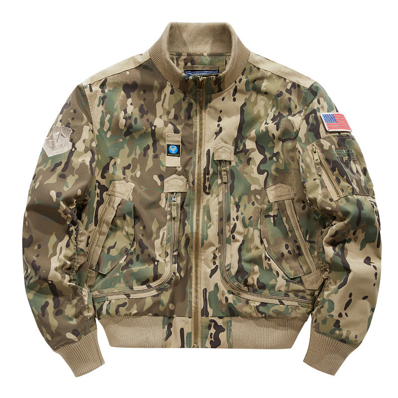 Herren Piloten-Bomberjacke mit Patchdetails und multifunktionalen Taschen Echo Archiv
