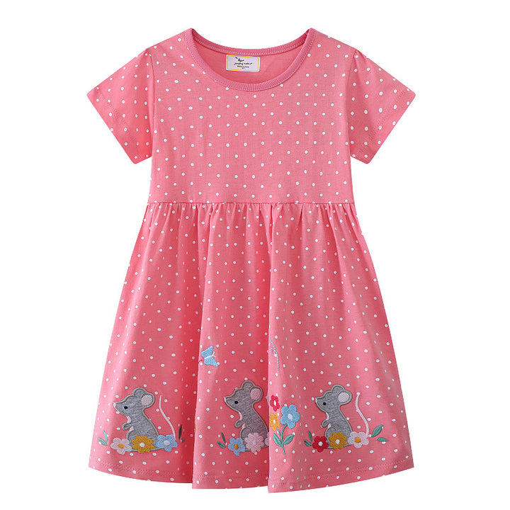 Mädchen Kleid mit lustigem Mausmotiv und Punkten Echo Archiv