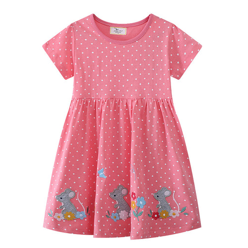 Mädchen Kleid mit lustigem Mausmotiv und Punkten Echo Archiv